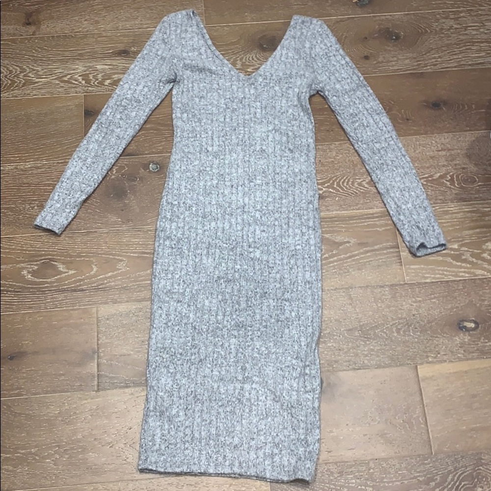 Gray midi sweater dress